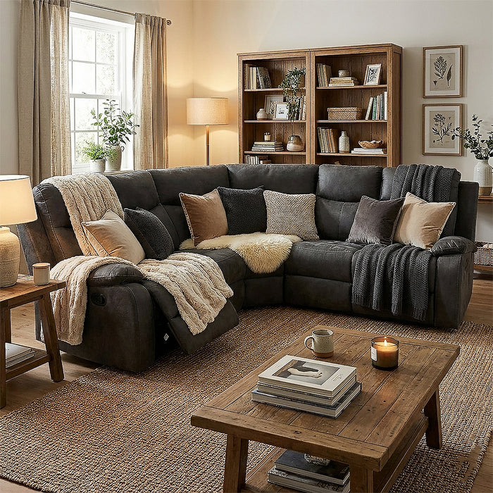 Sala Rinconera Reclinable Dallas Eurocuero Gris