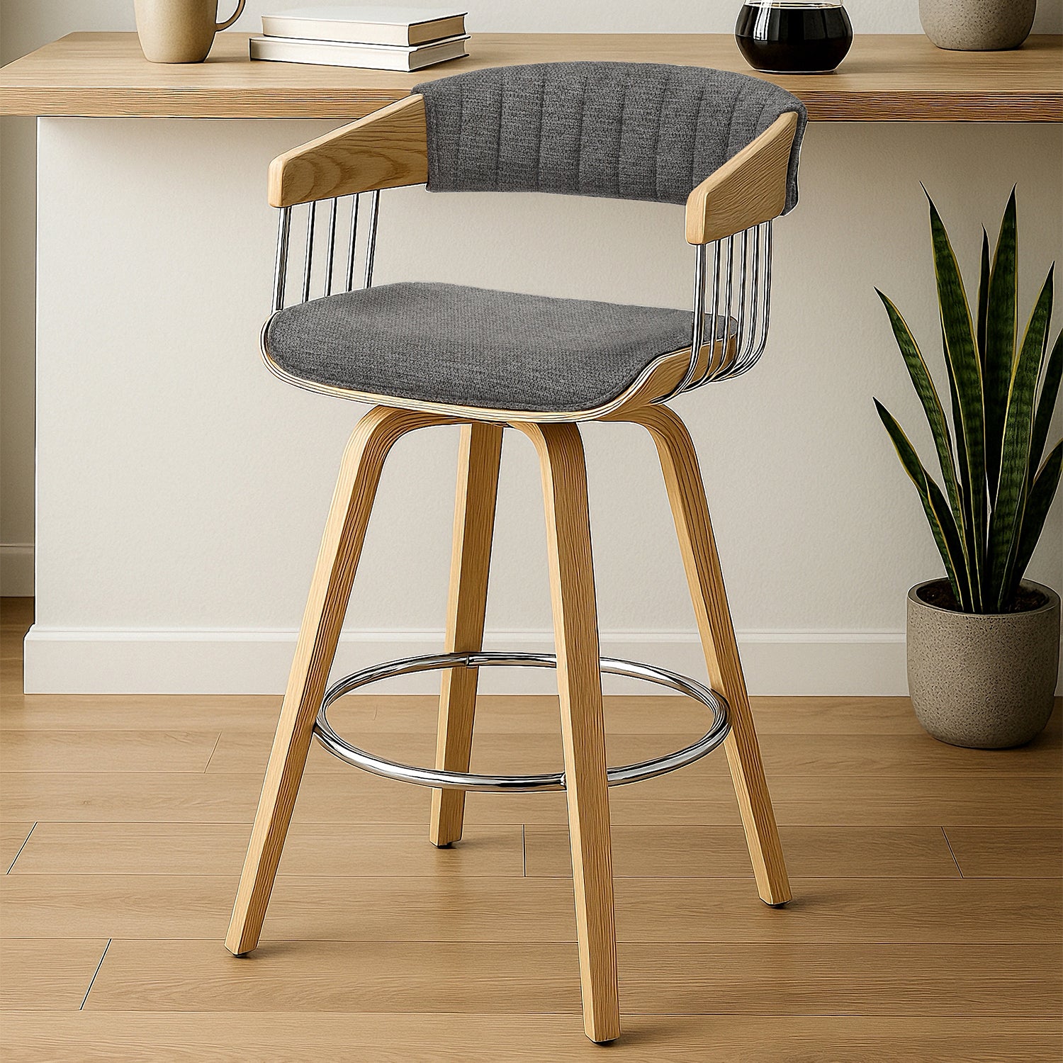 Silla Bar Patty Microfibra Gris