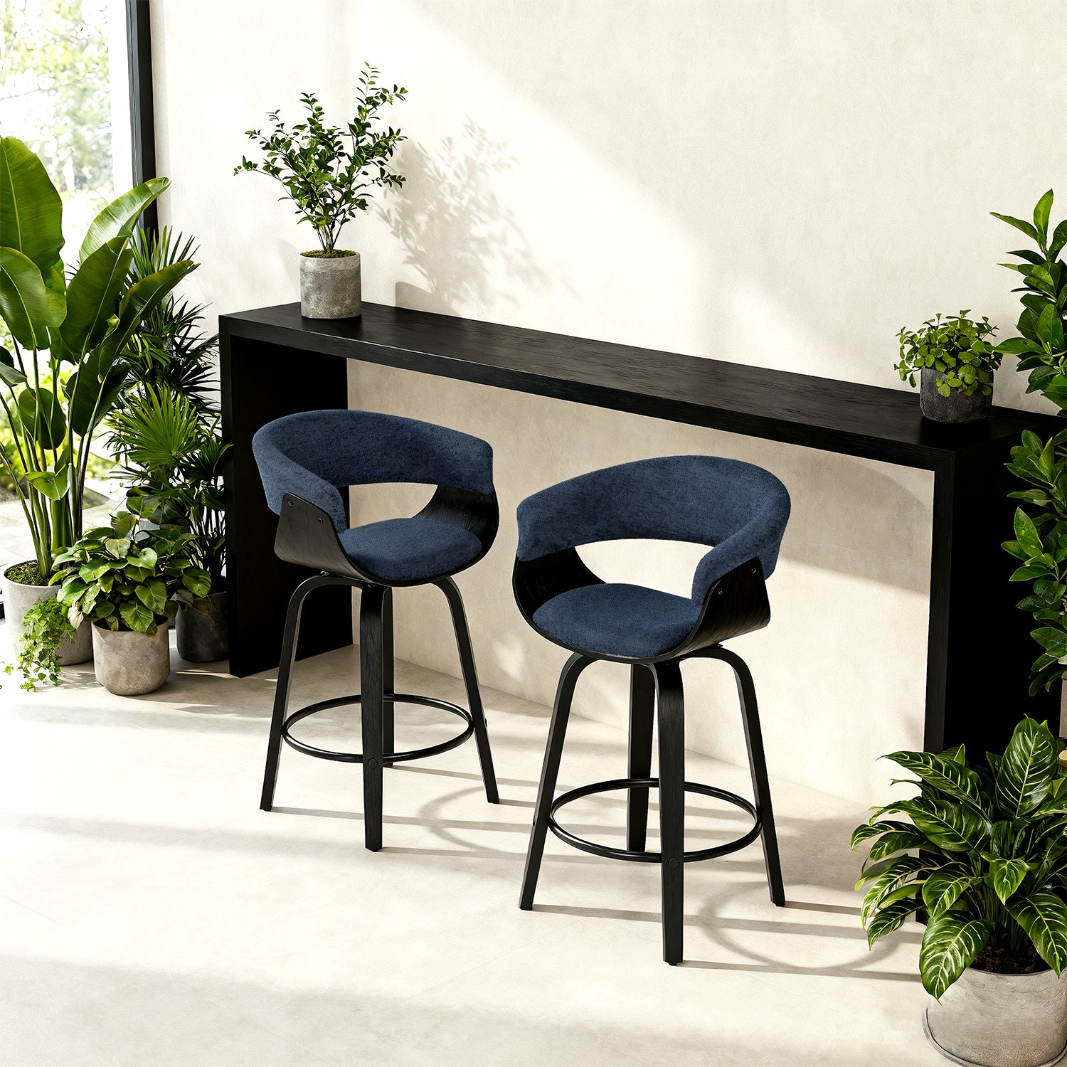 Silla Bar Auri Microfibra Navy