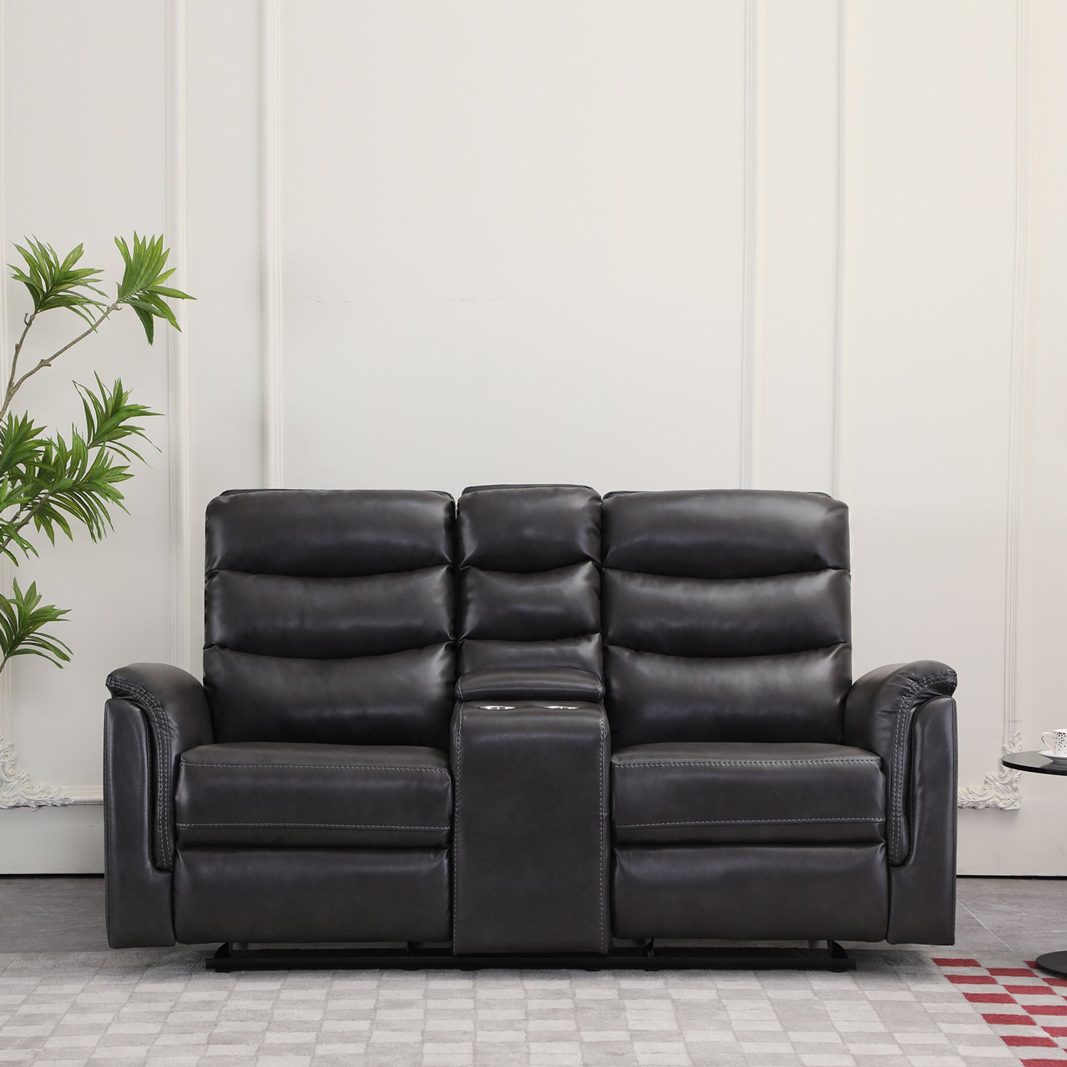 Sofá Reclinable 2 Puestos Cook Eurocuero Gris