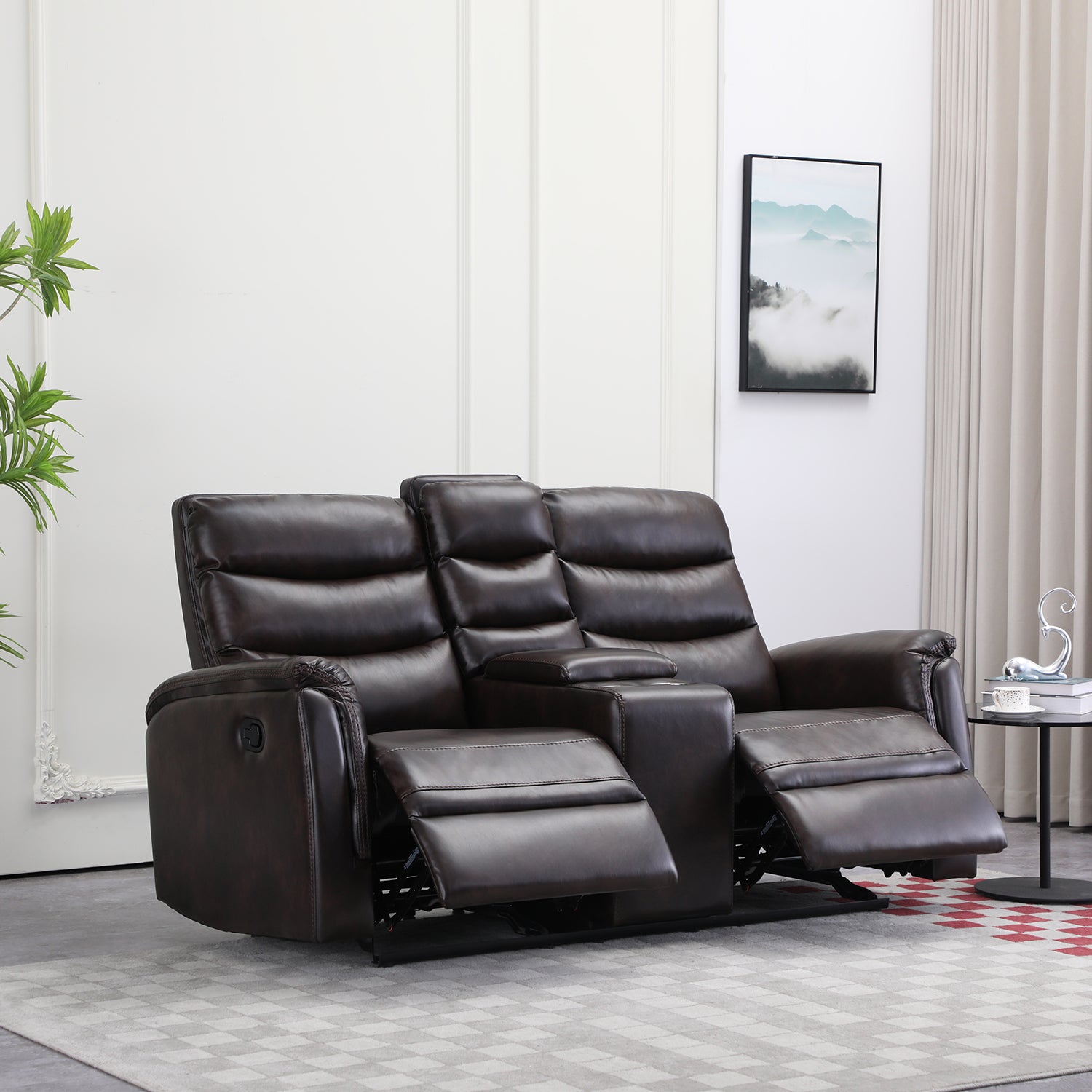 Sofá Reclinable 2 Puestos Cook Eurocuero Gris