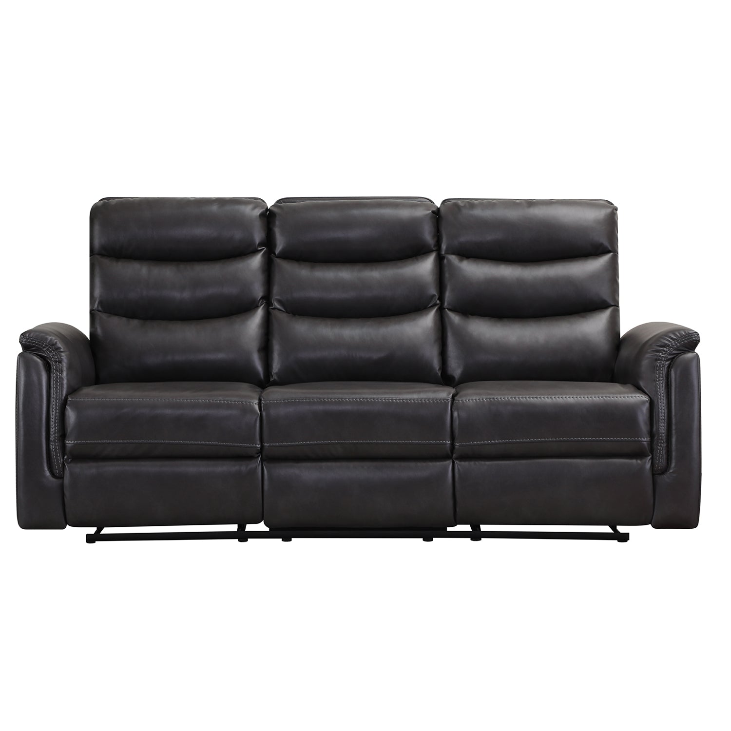 Sofá Reclinable 3 Puestos Cook Eurocuero Gris