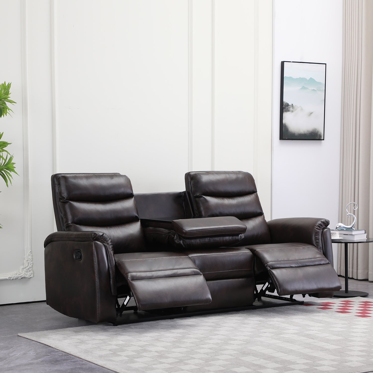 Sofá Reclinable 3 Puestos Cook Eurocuero Gris