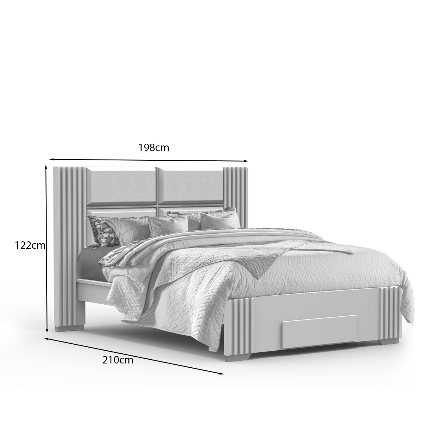 Cama Queen Texas Beige, Off White, Champaña