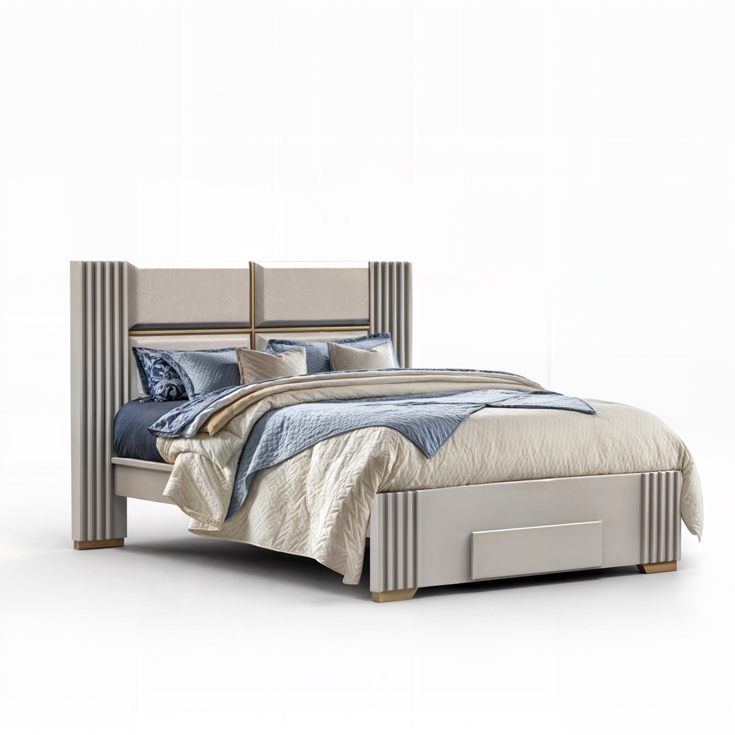 Cama Queen Texas Beige, Off White, Champaña