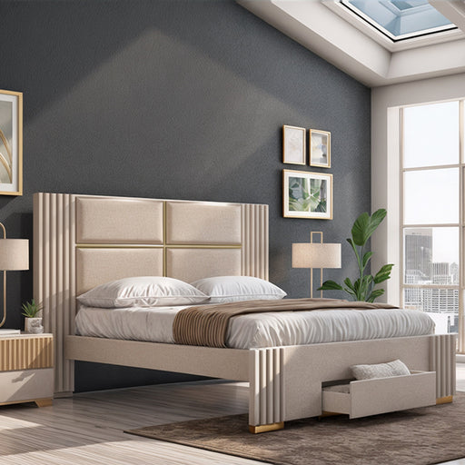 Cama Queen Texas Beige, Off White, Champaña – Muebles Jamar Panamá