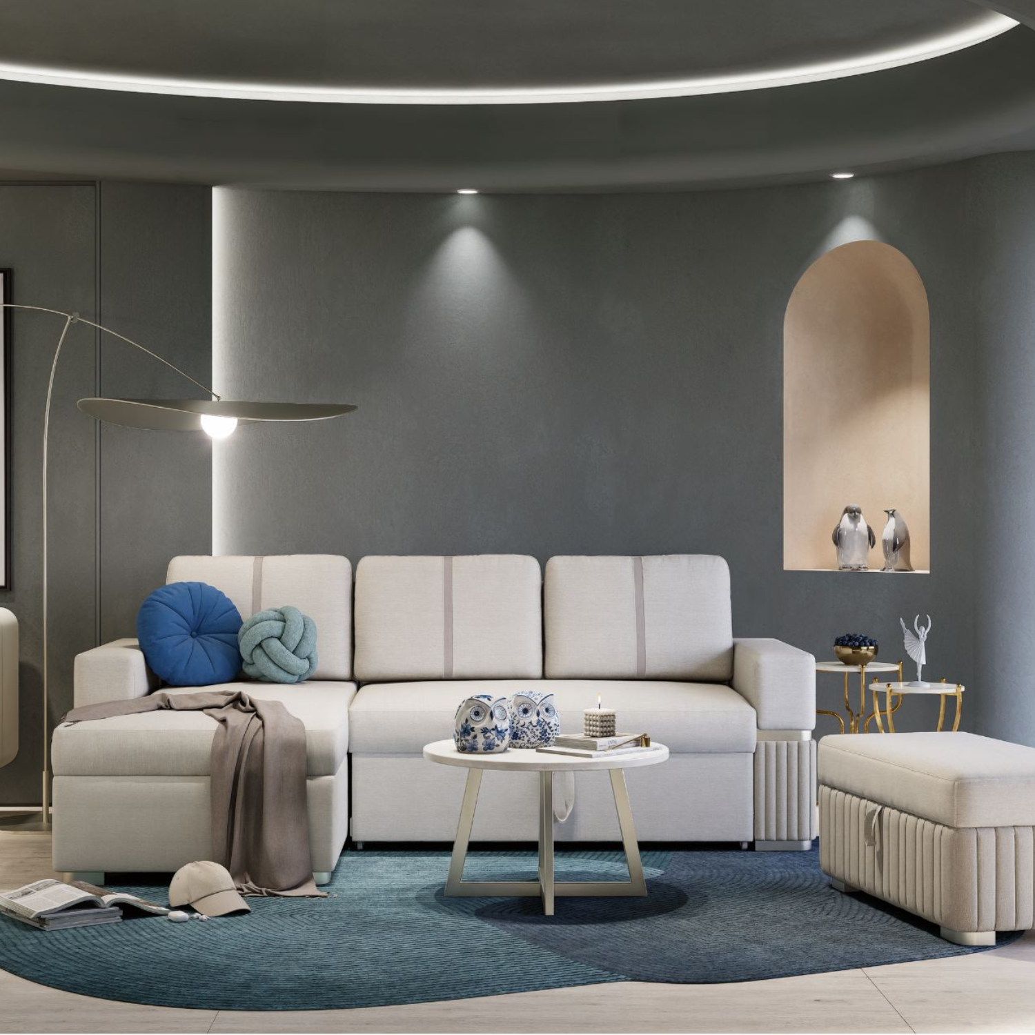 Sala Cama Dior Eurolino Blanco, Champaña Lado Izq 2M Brazo Desmontable