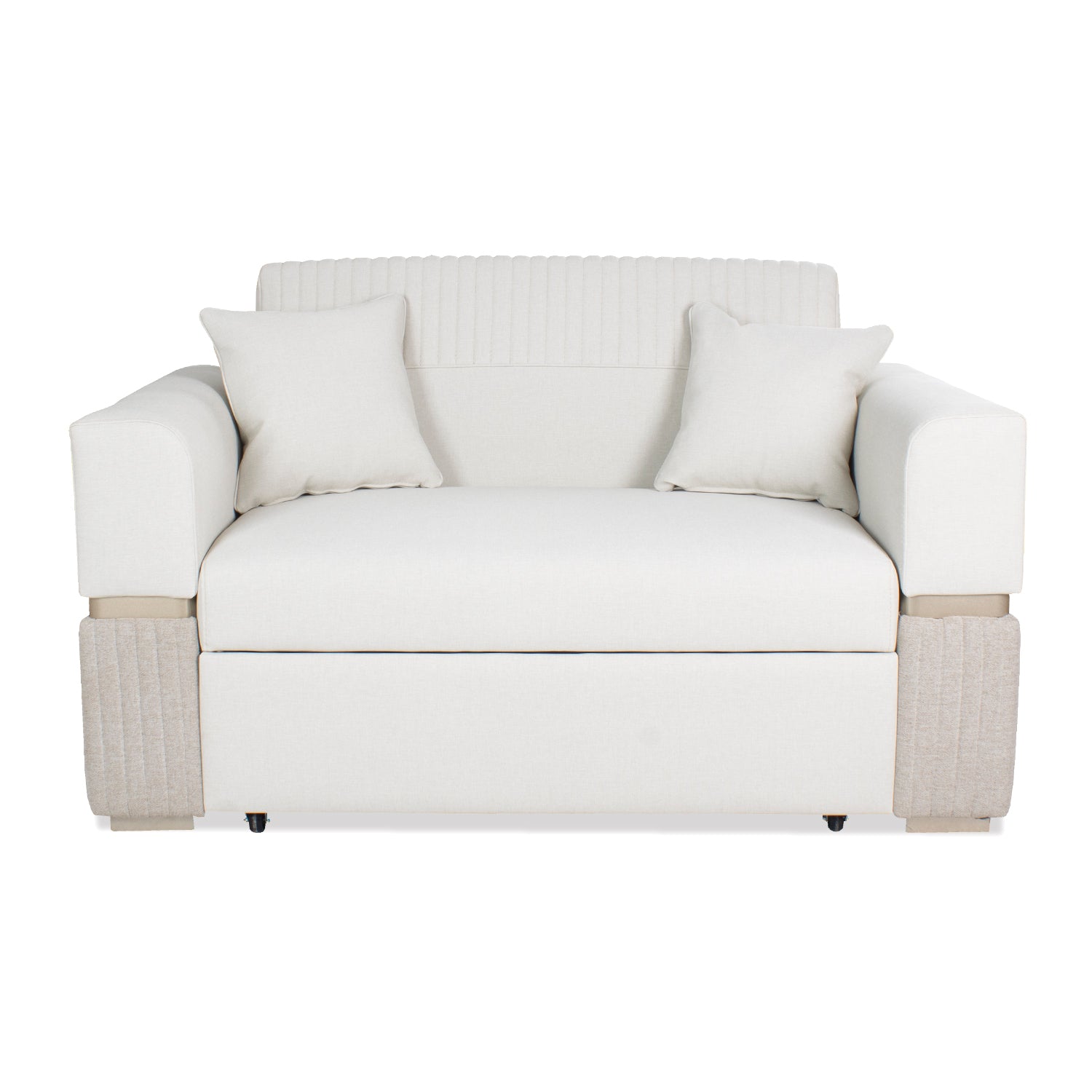 Sofá Cama Dhara Eurolino Blanco, Verona Beige, Champaña