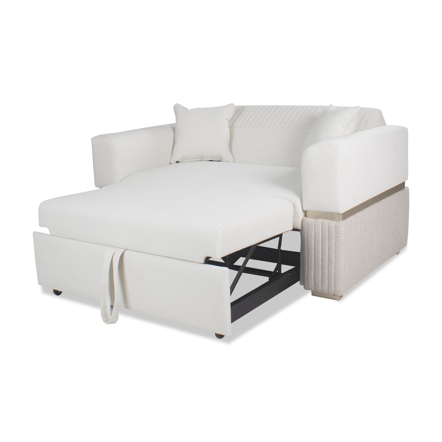 Sofá Cama Dhara Eurolino Blanco, Verona Beige, Champaña