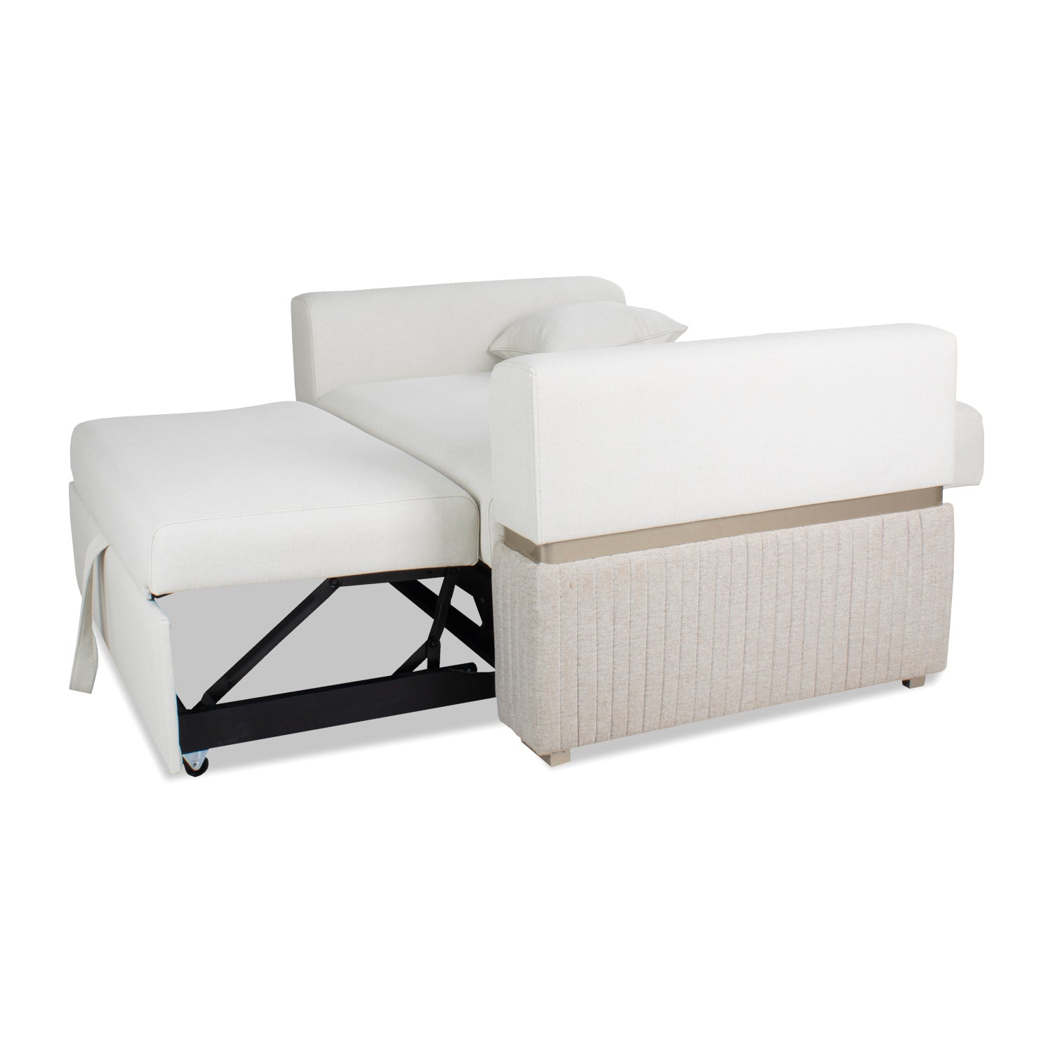 Sofá Cama Dhara Eurolino Blanco, Verona Beige, Champaña