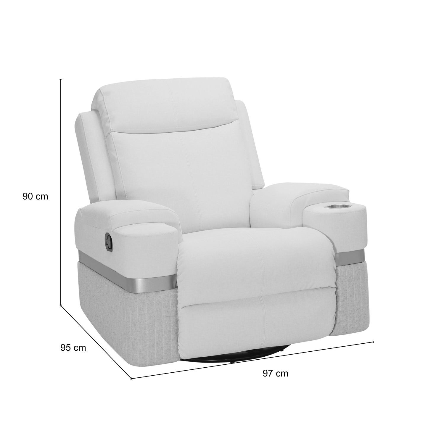 Silla Reclinable Giratoria Mecedora Dior Eurolino Blanco Puro, Champaña