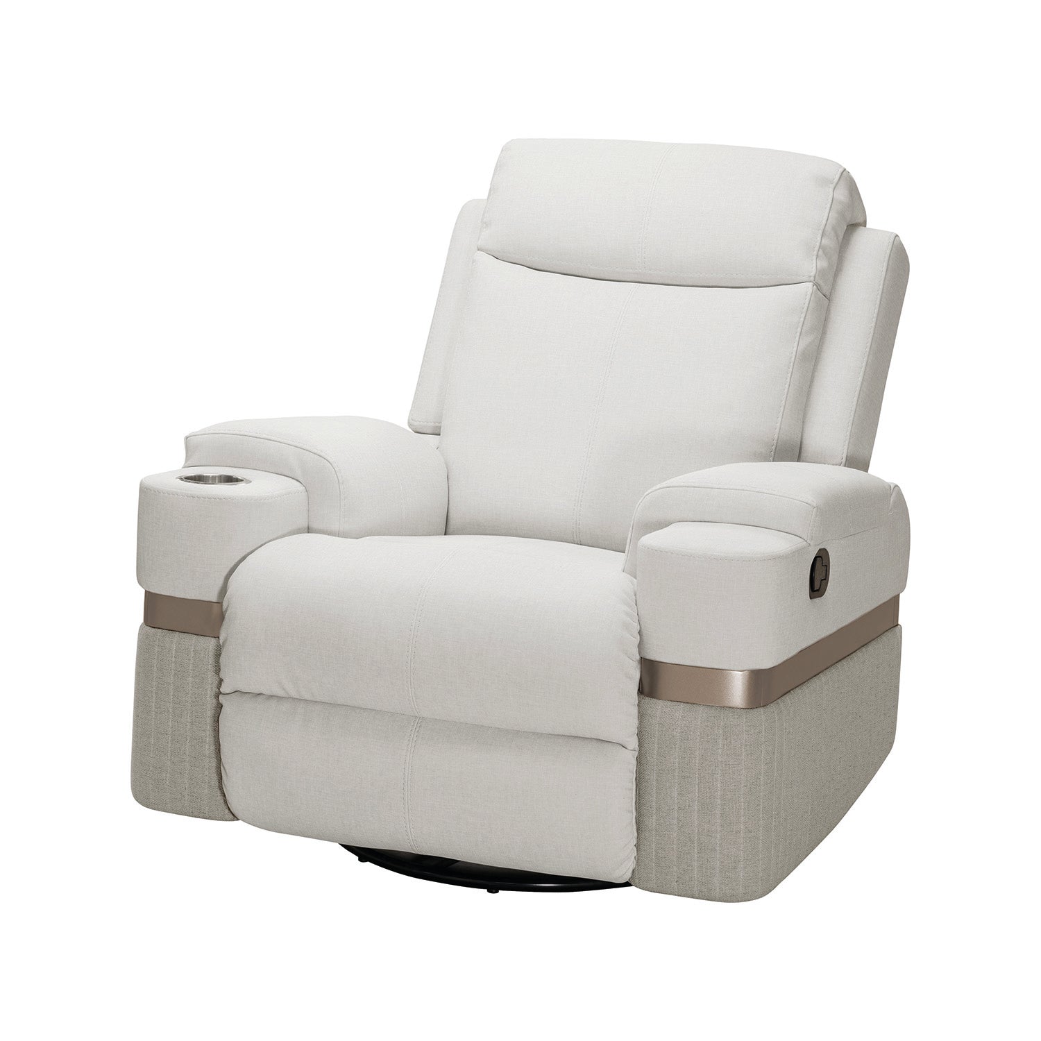 Silla Reclinable Giratoria Mecedora Dior Eurolino Blanco Puro, Champaña