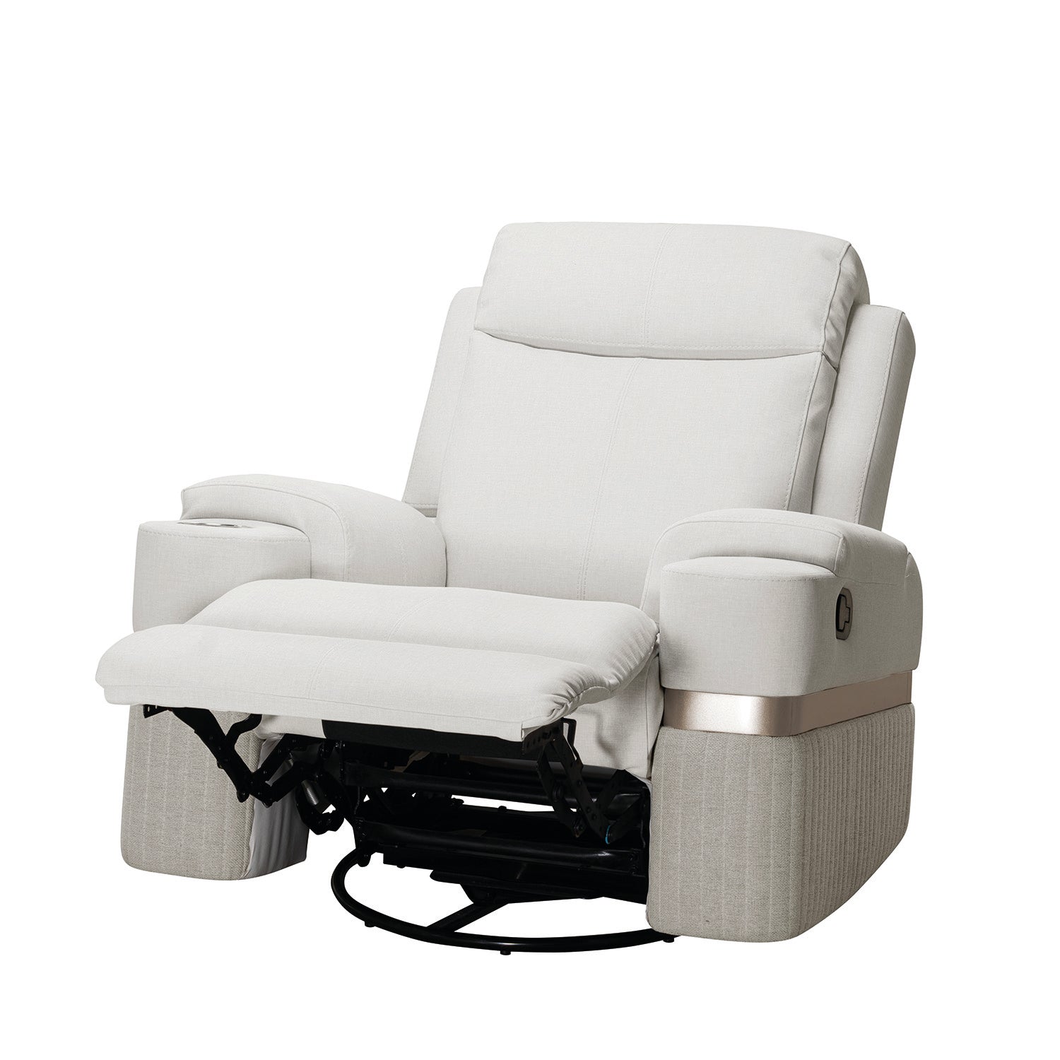 Silla Reclinable Giratoria Mecedora Dior Eurolino Blanco Puro, Champaña