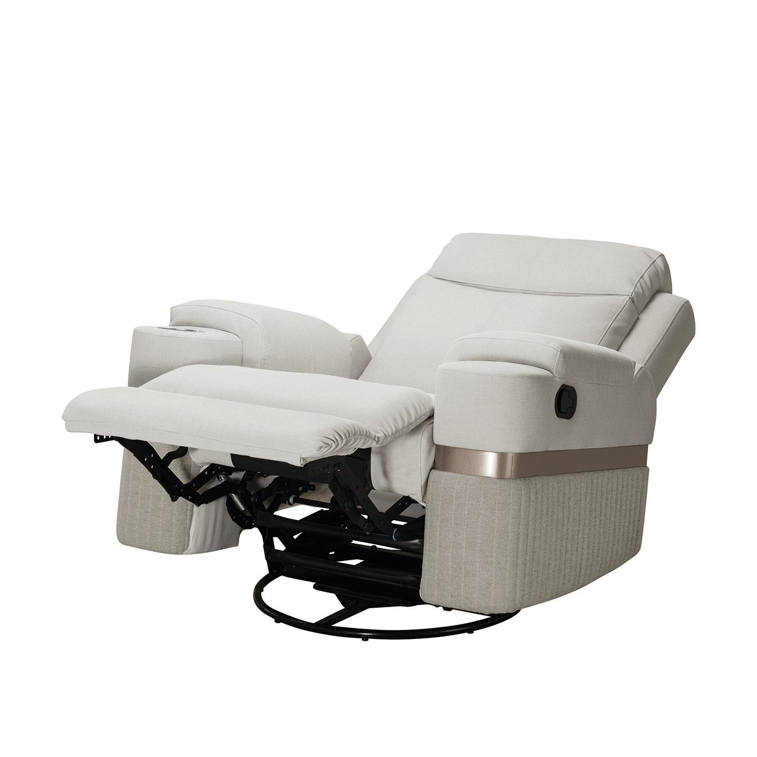 Silla Reclinable Giratoria Mecedora Dior Eurolino Blanco Puro, Champaña