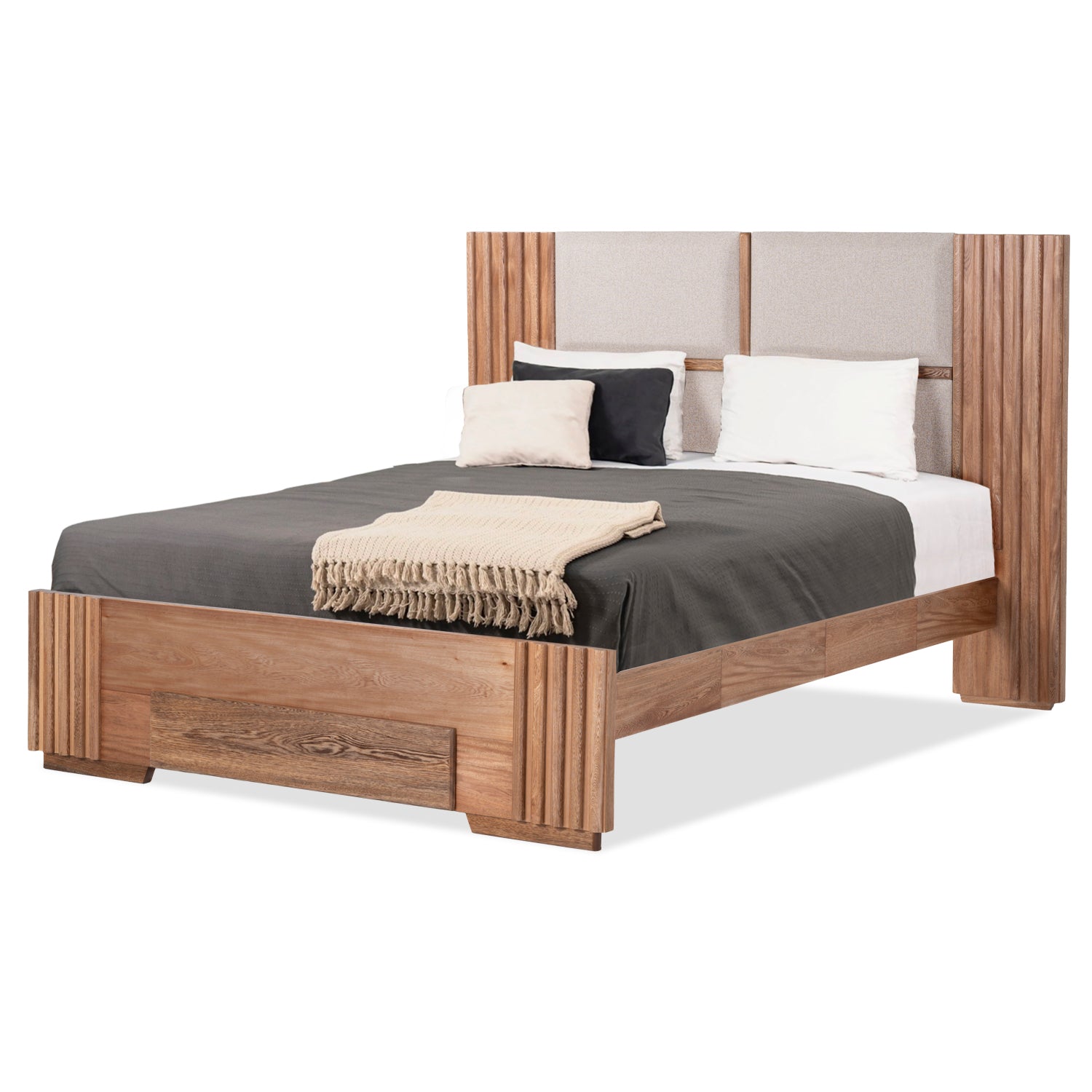 Cama Full Texas Eurolino Beige, Natural