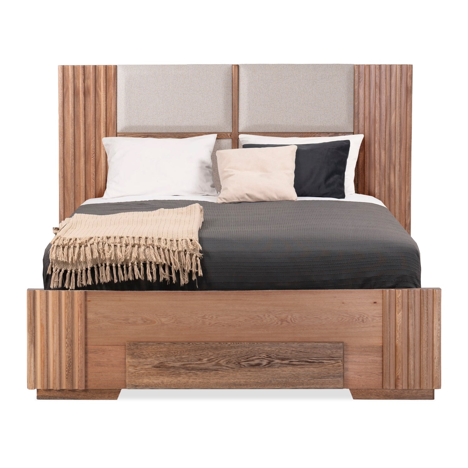 Cama Full Texas Eurolino Beige, Natural