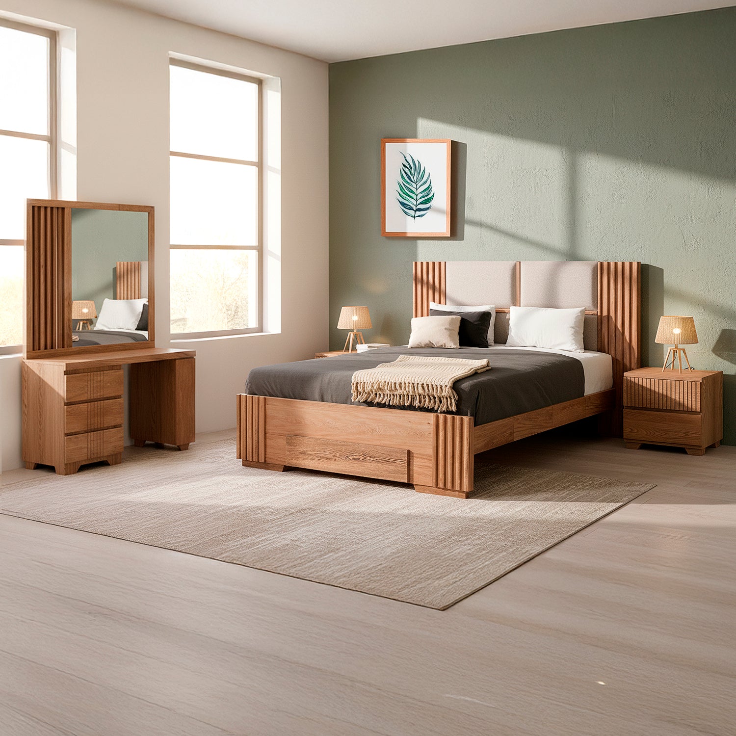Cama Queen Texas Beige, Natural