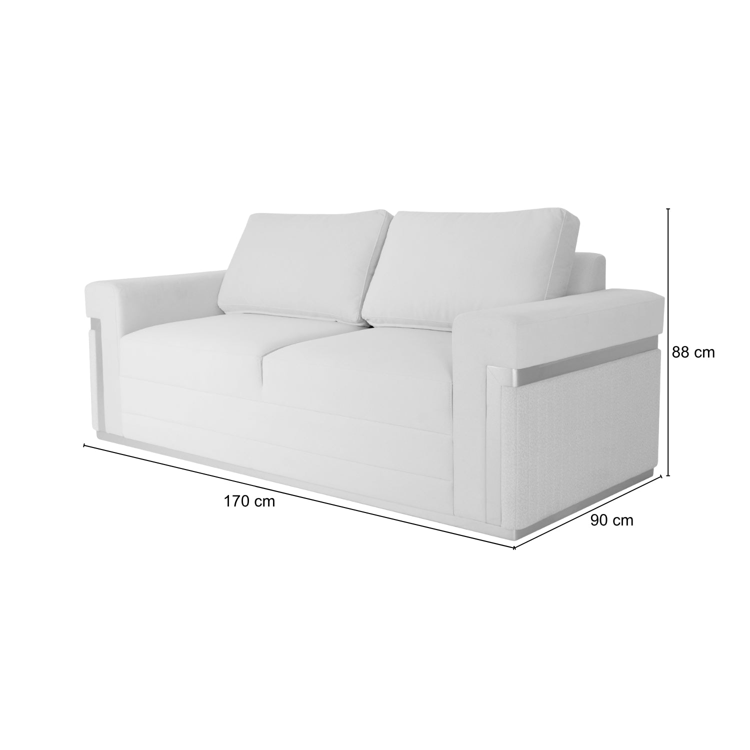 Sofá 2 Puestos Dante Eurolino Blanco, Champaña Brazo Desmontable