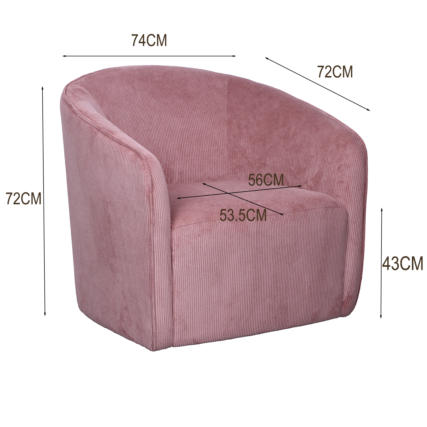 Butaca Dhalay Acanalada Rosa