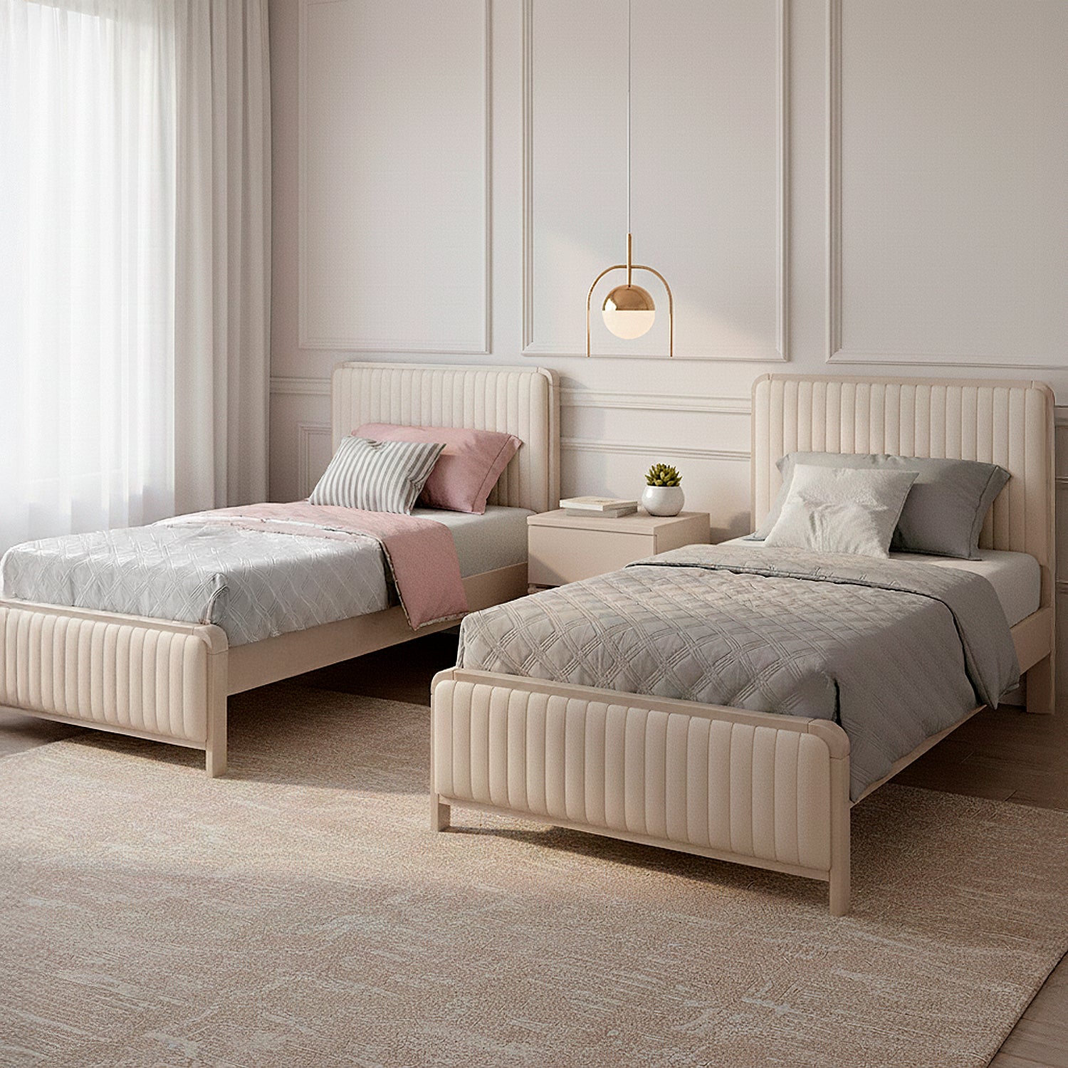 Cama Twin Celeste Eurolino Blanco Perla, Greige