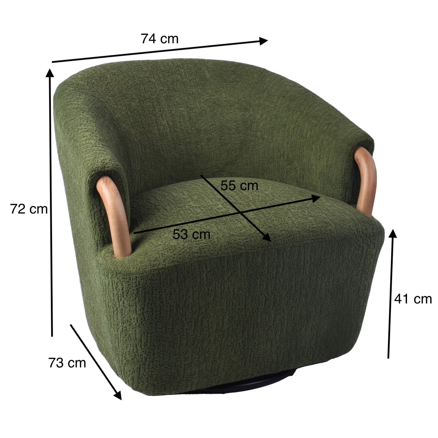 Butaca Mobic Chenille Verde, Natural