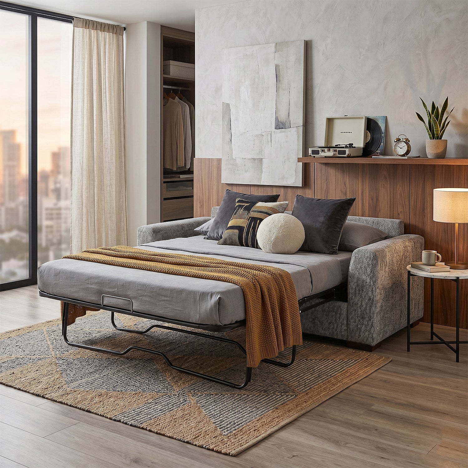 Sofá Cama Fuller Chenille Gris