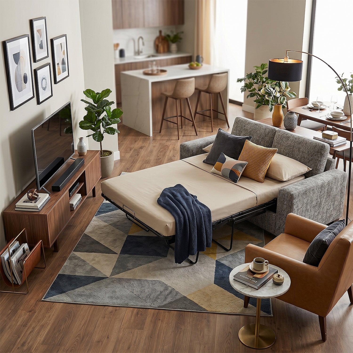 Sofá Cama Fuller Chenille Gris