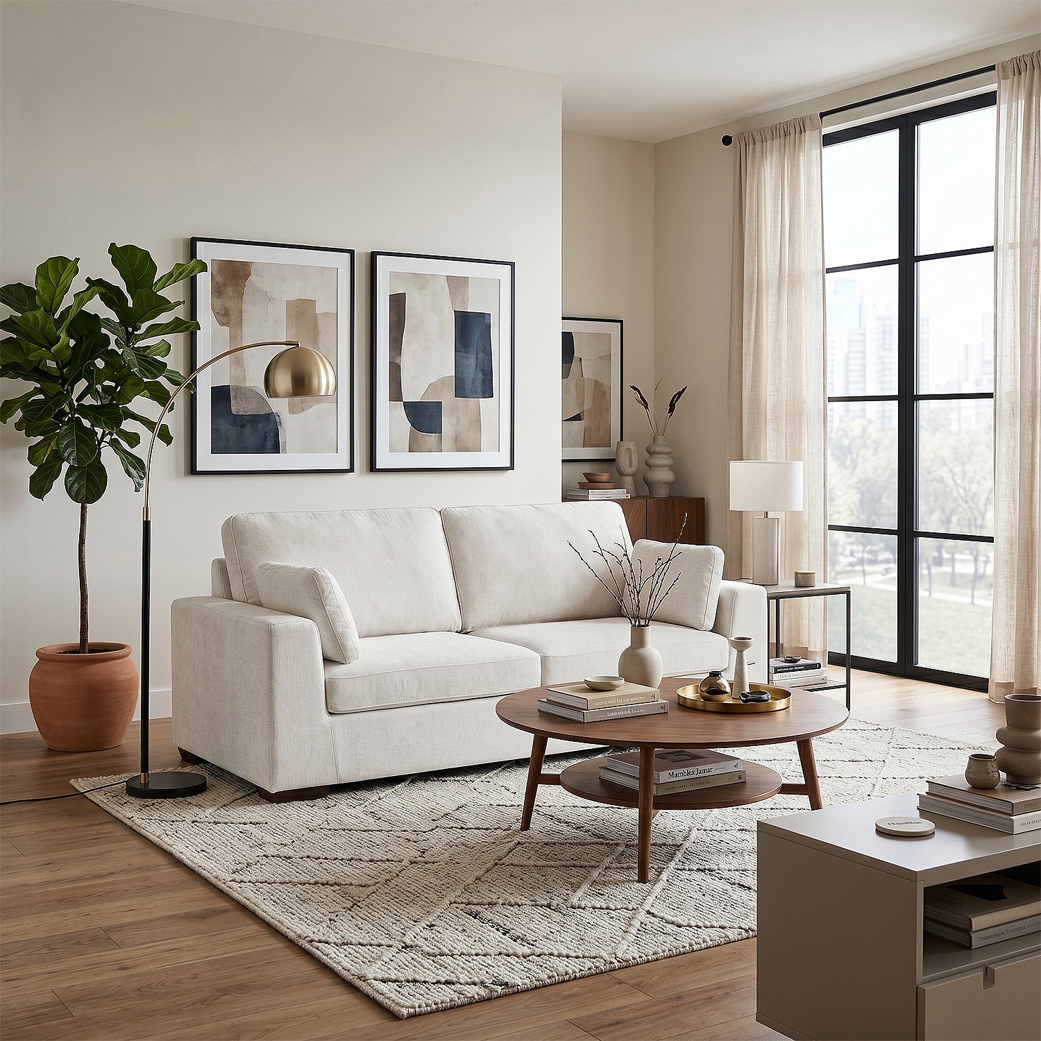 Sofá Cama Fuller Chenille Beige