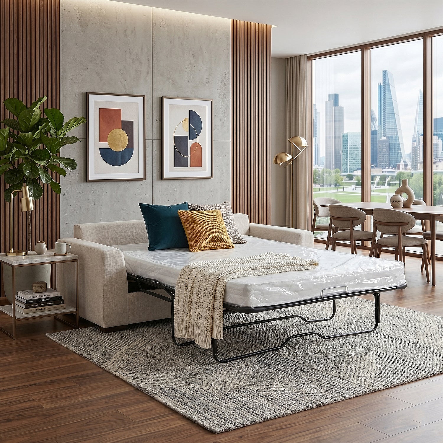 Sofá Cama Fuller Chenille Beige