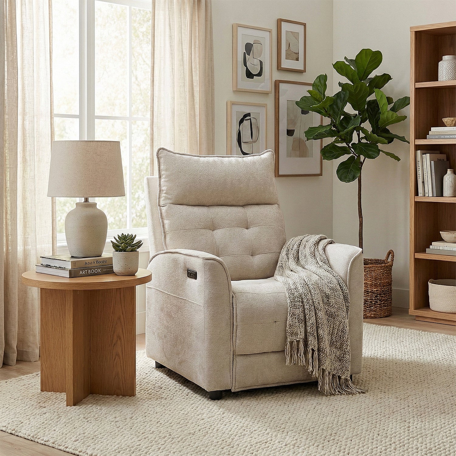 Silla Reclinable Eléctrico Maya Chenille Blanco