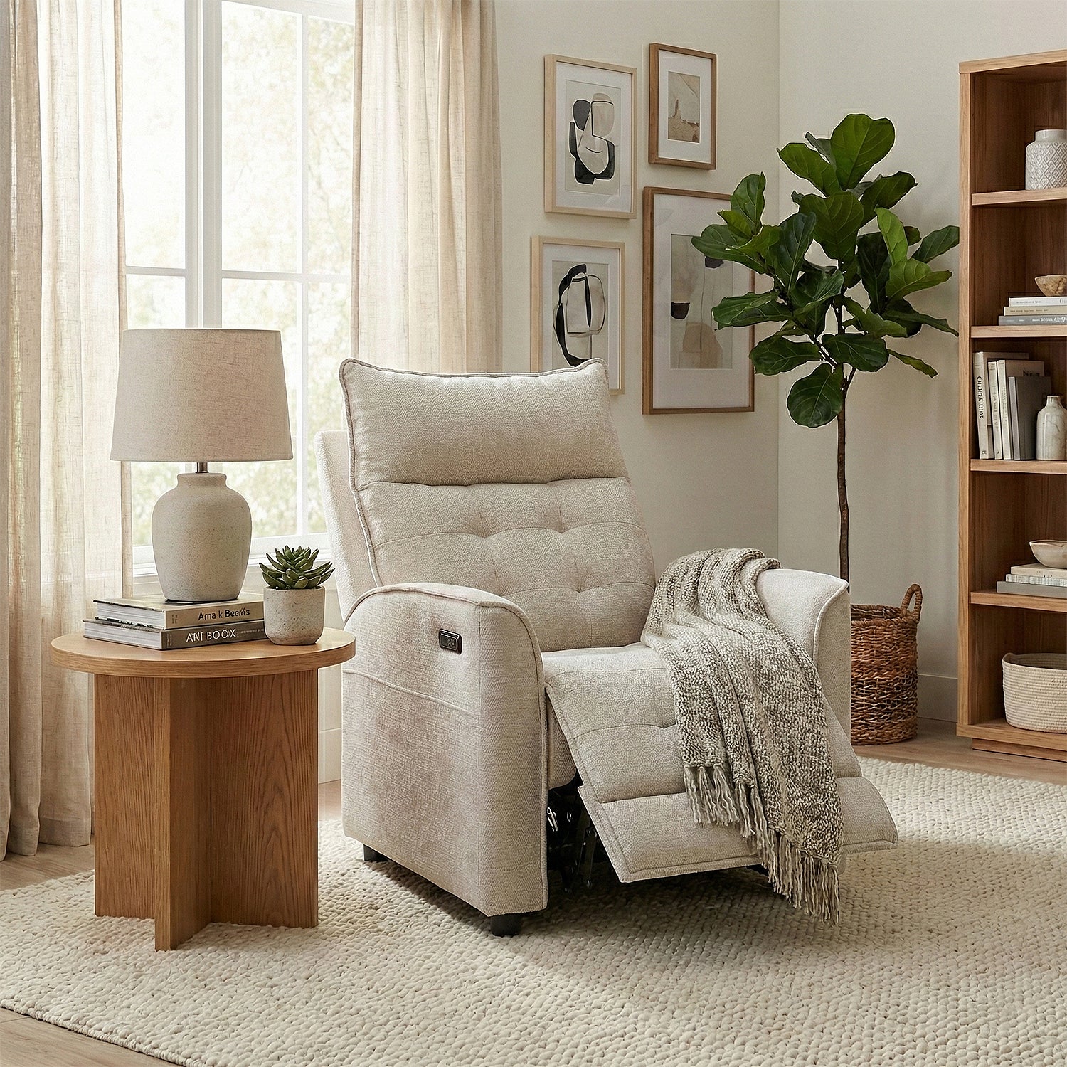 Silla Reclinable Eléctrico Maya Chenille Blanco