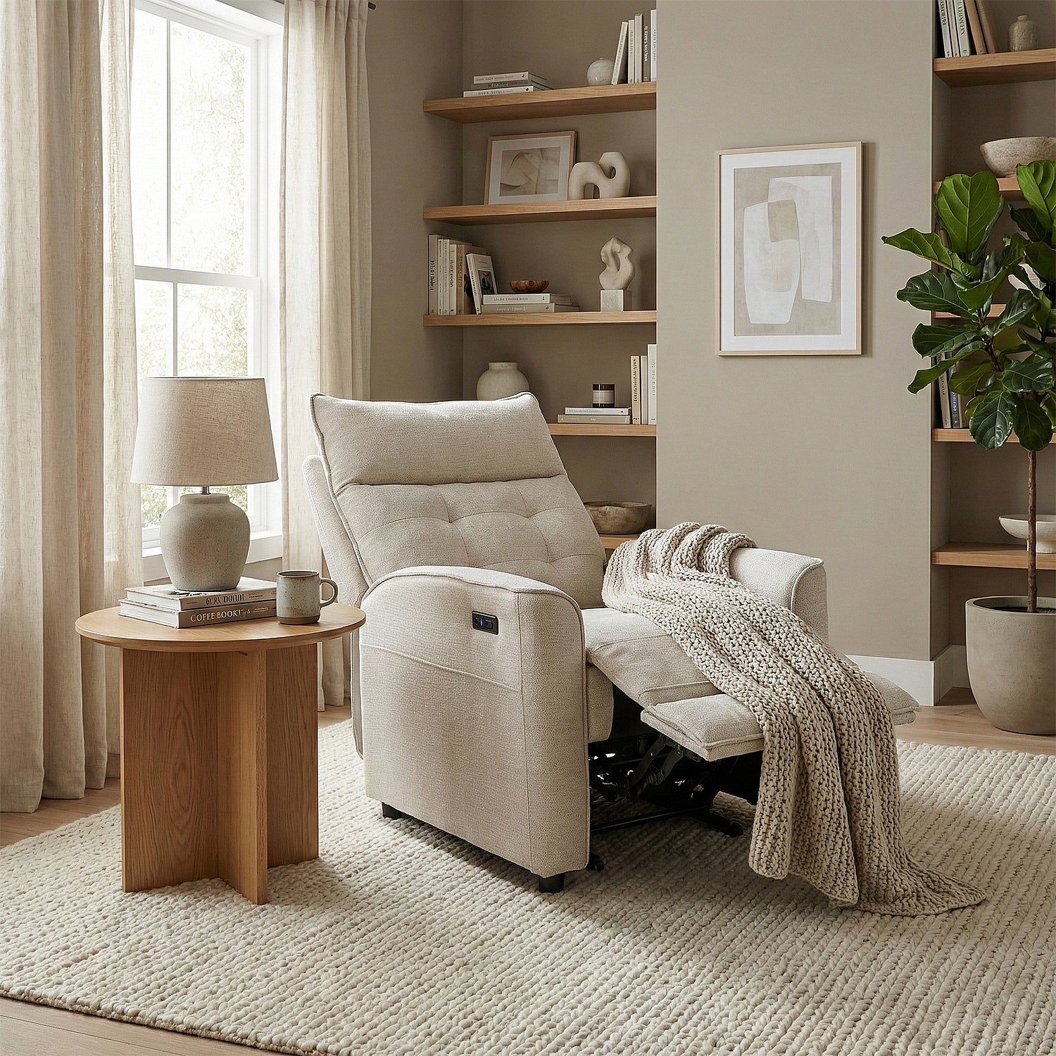 Silla Reclinable Eléctrico Maya Chenille Blanco