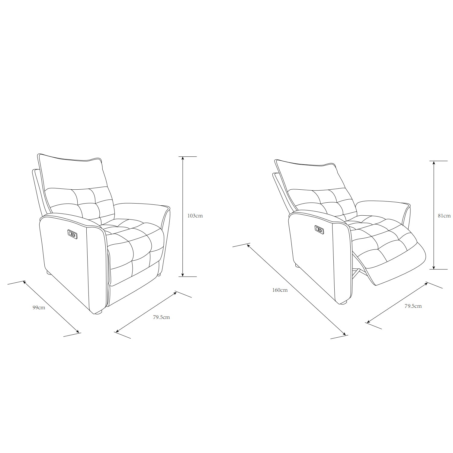 Silla Reclinable Eléctrico Maya Chenille Verde Oscuro