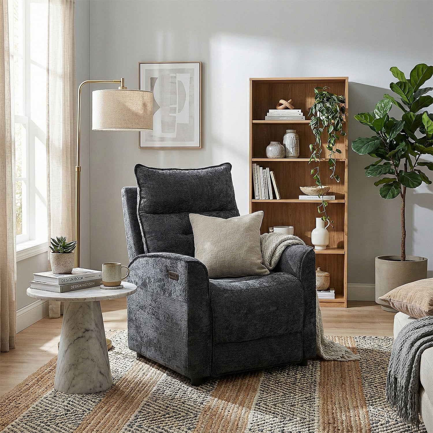 Silla Reclinable Eléctrico Maya Chenille Plomo