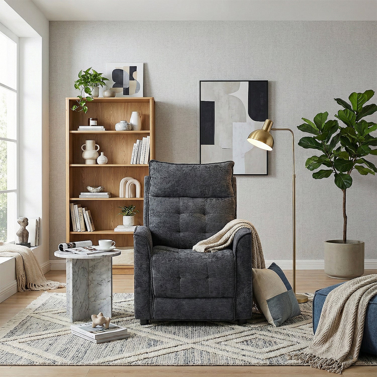 Silla Reclinable Eléctrico Maya Chenille Plomo