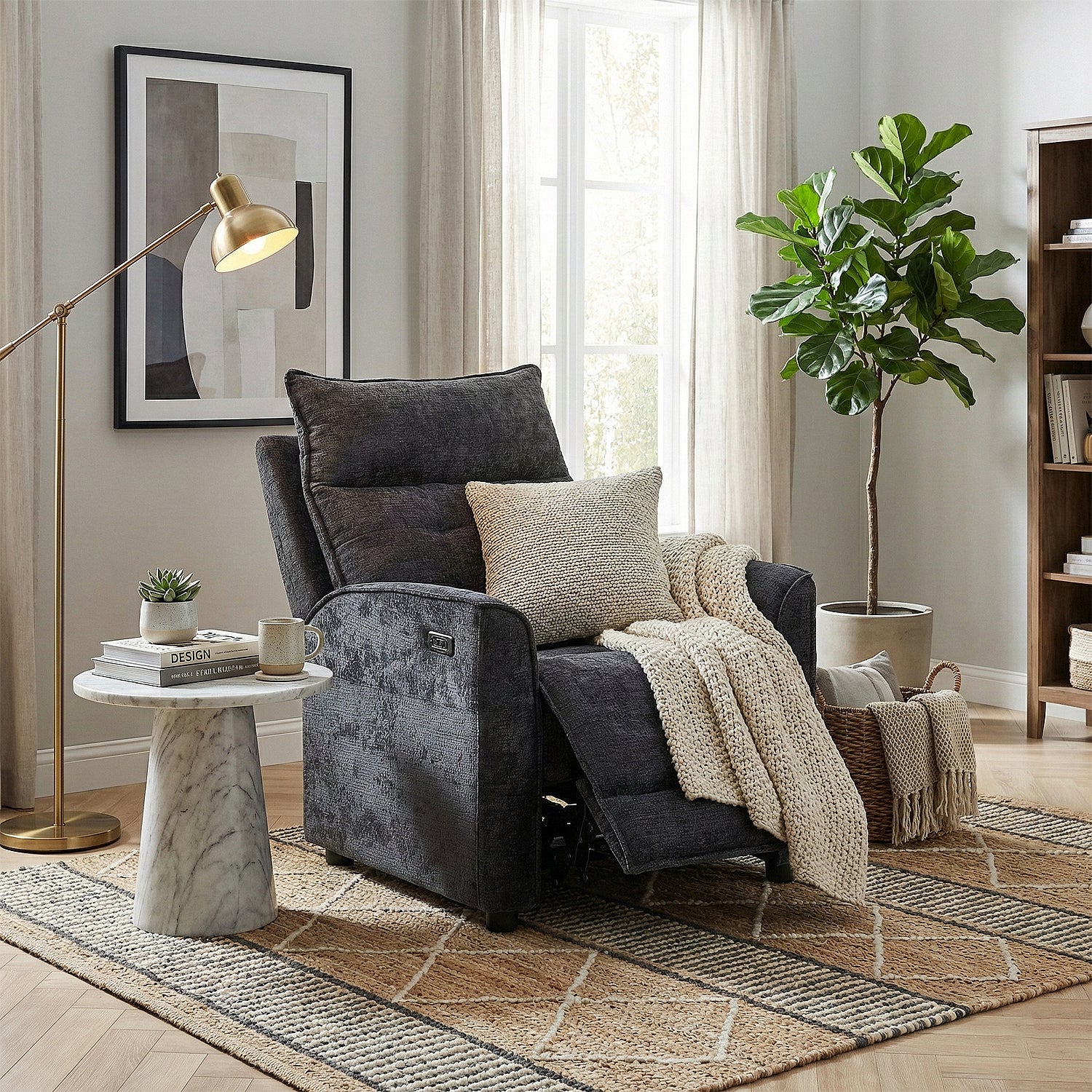 Silla Reclinable Eléctrico Maya Chenille Plomo