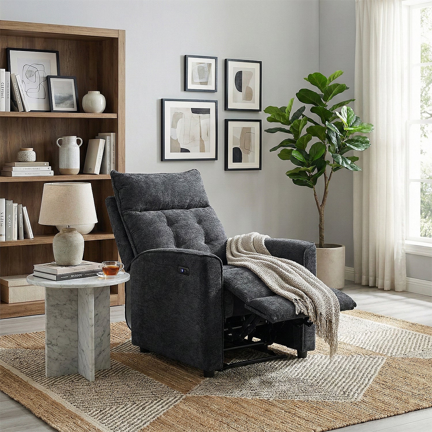Silla Reclinable Eléctrico Maya Chenille Plomo