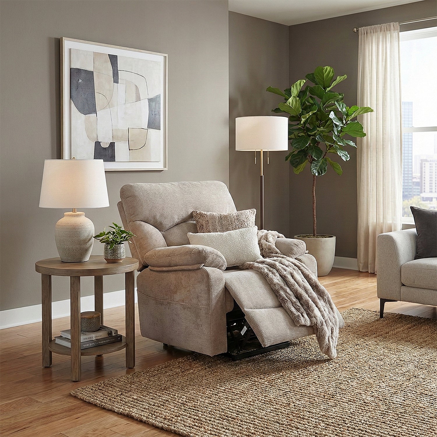 Silla Reclinable Eléctrica Aspen Chenille Beige