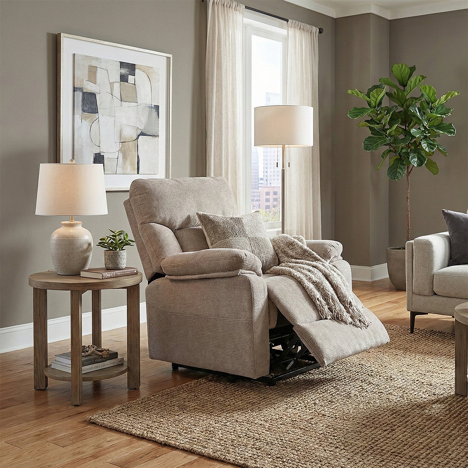 Silla Reclinable Eléctrica Aspen Chenille Beige