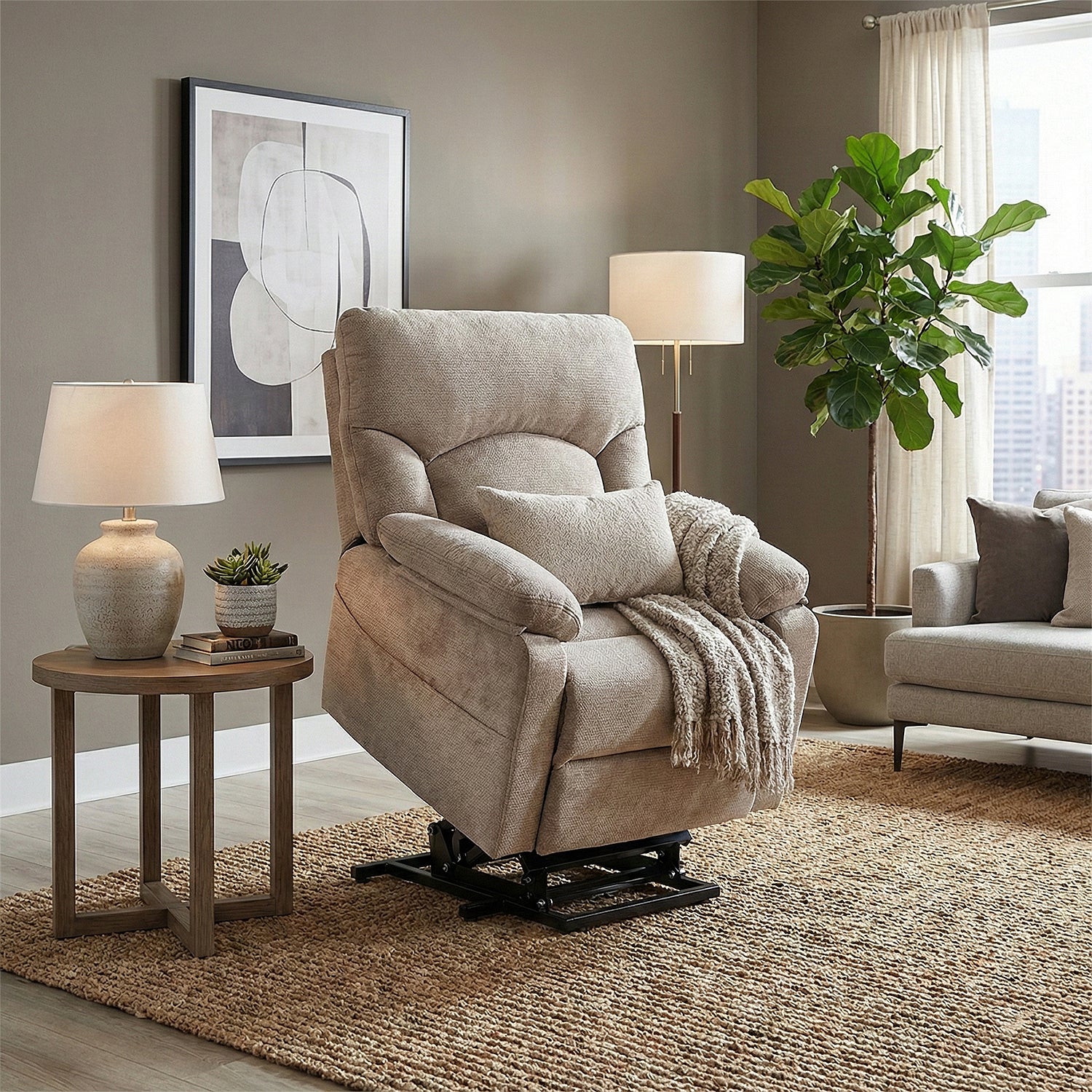 Silla Reclinable Eléctrica Aspen Chenille Beige