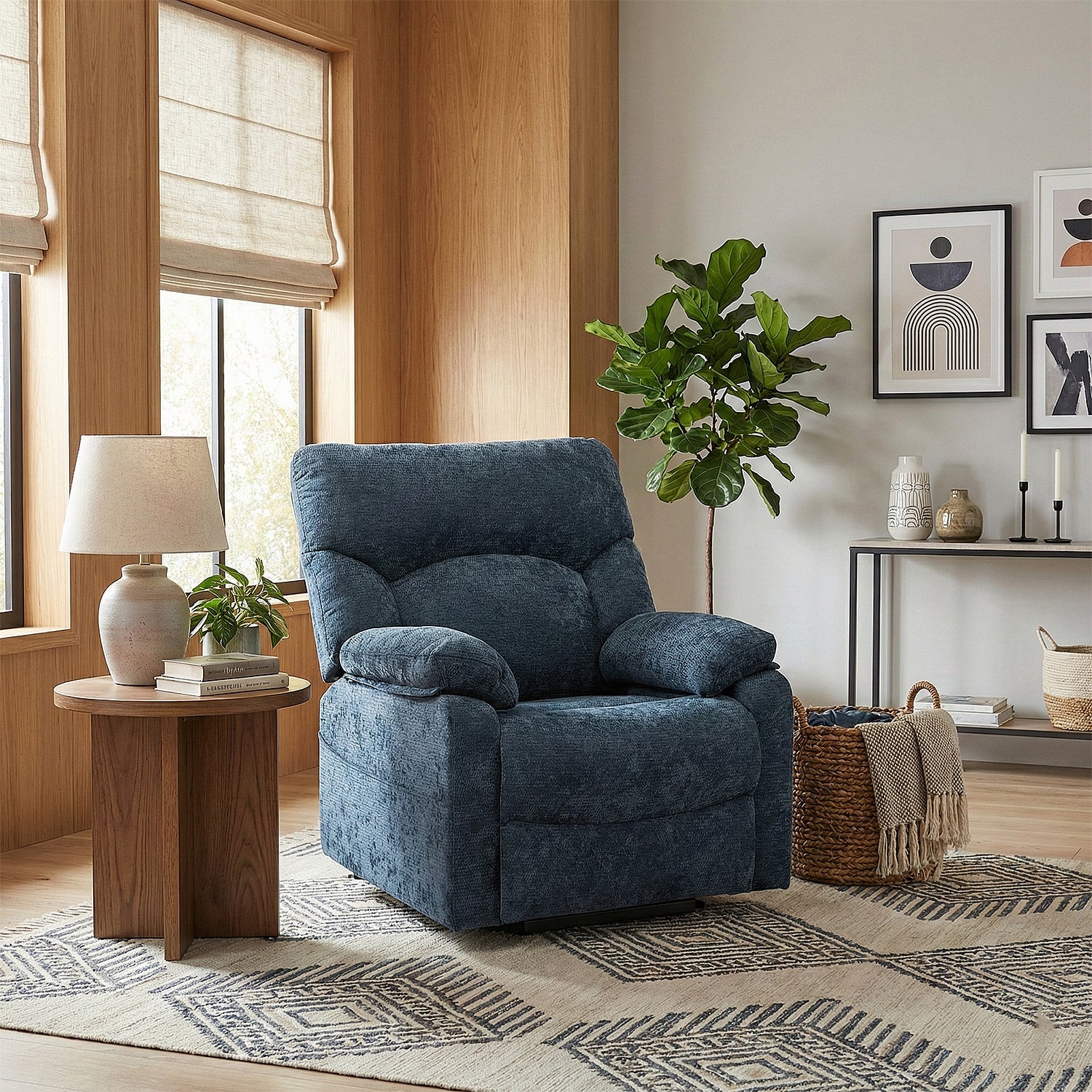 Silla Reclinable Eléctrica Aspen Chenille Azul