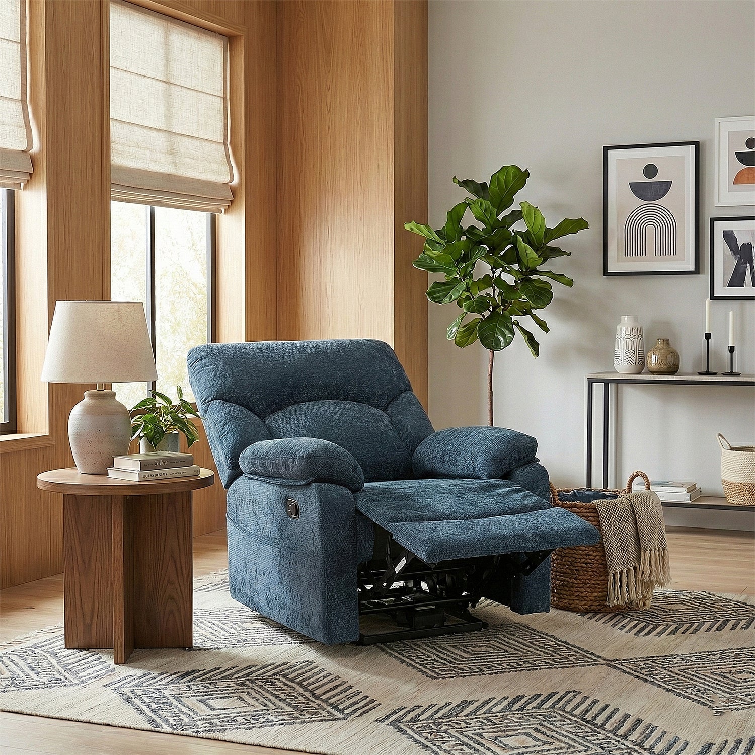 Silla Reclinable Eléctrica Aspen Chenille Azul