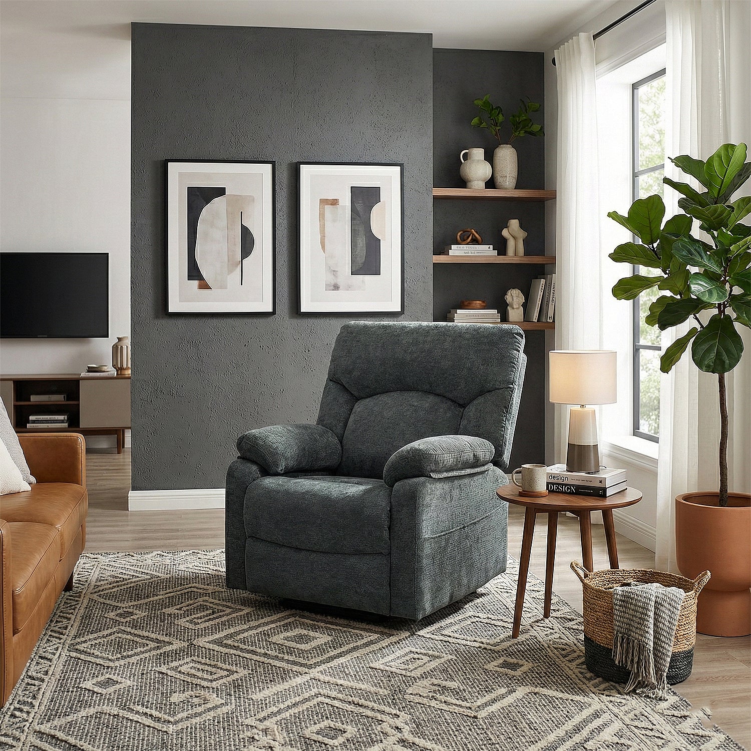 Silla Reclinable Eléctrica Aspen Chenille Gris