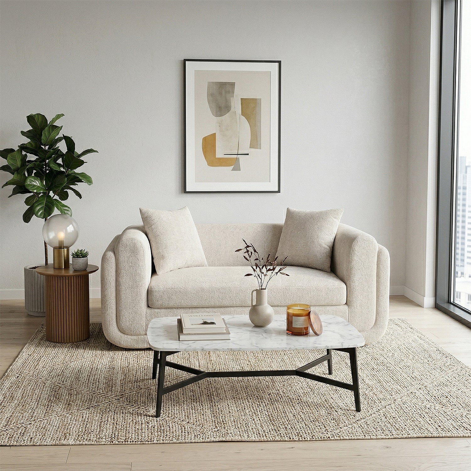 Sofá 2 Puestos Aspen Chenille Beige