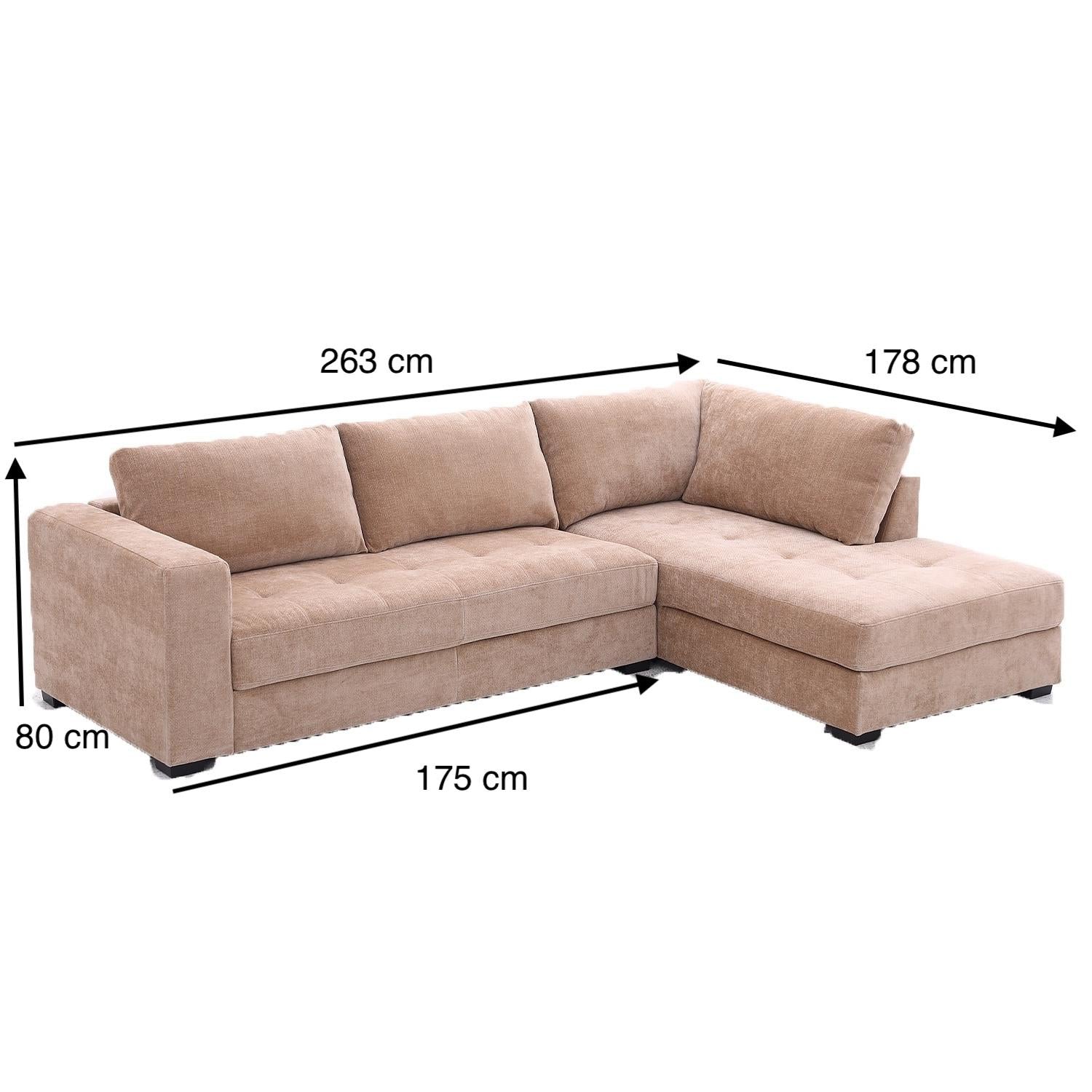 Sofá en L Pierini Chenille Mocca Lado Derecho
