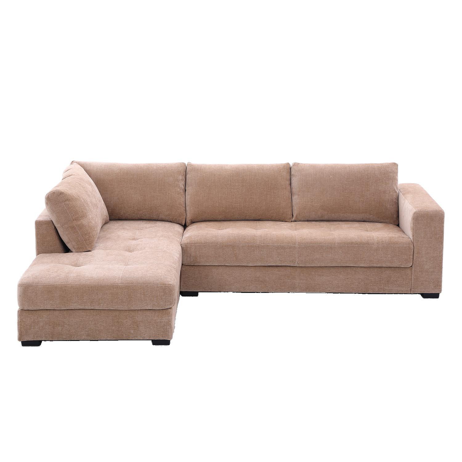 Sofá en L Pierini Chenille Mocca Lado Izquierdo