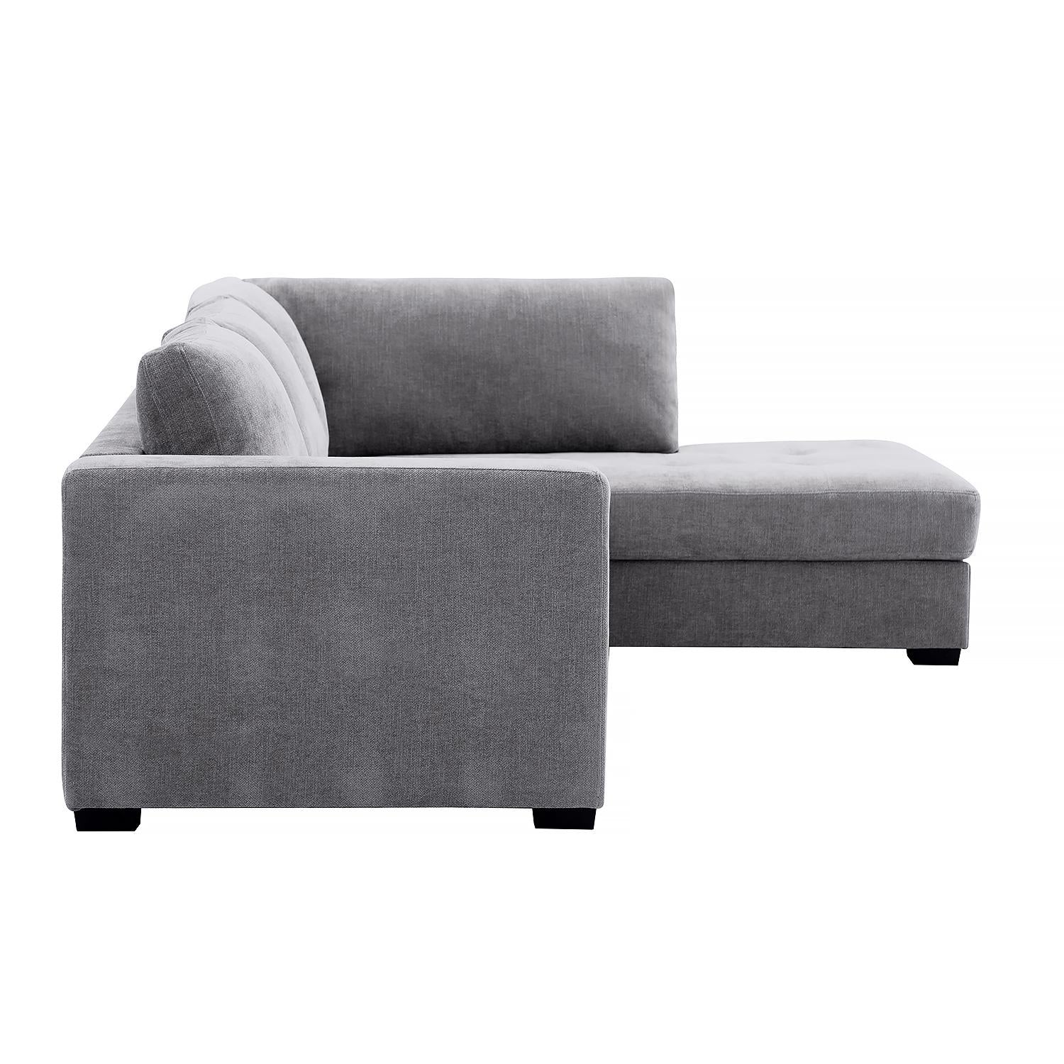 Sofá en L Pierini Chenille Gris Lado Derecho