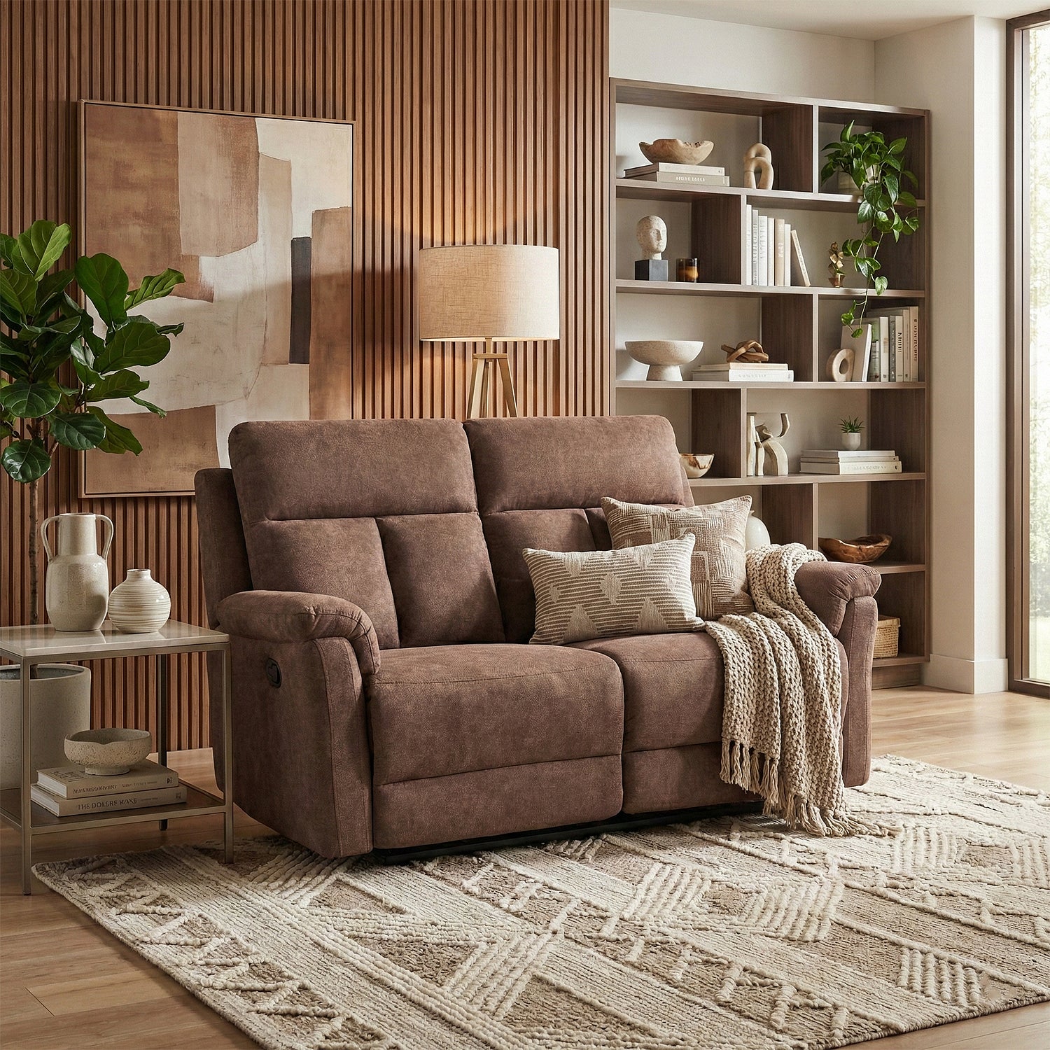 Sofá Reclinable 2 Puestos Roterdam Chenille Chocolate