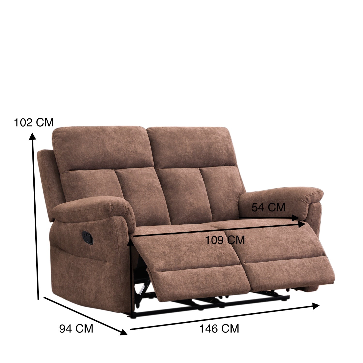 Sofá Reclinable 2 Puestos Roterdam Chenille Chocolate