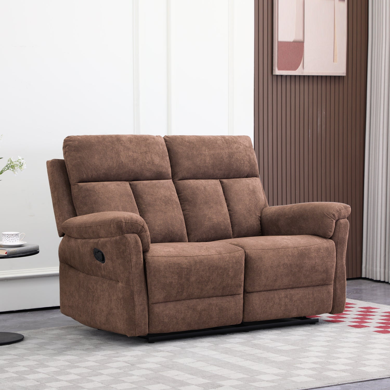 Sofá Reclinable 2 Puestos Roterdam Chenille Chocolate